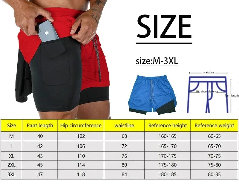 Shorts Men's Fun Printed Gym Fitness Shorts Summer Double-layer Quick-drying Jogging Sportswear